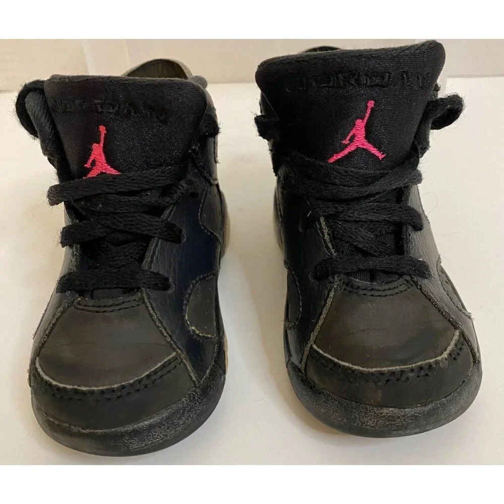Nike Infant Toddler 6C Air Jordan VI Retro Hyper Sneakers Black/Pink Hi-Top‎